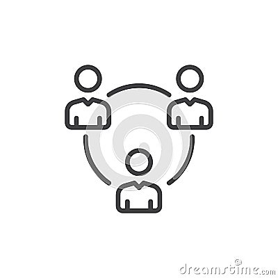 People circle, group of users line icon, outline vector sign, linear style pictogram isolated on white. Symbol, logo illustration. Vector Illustration