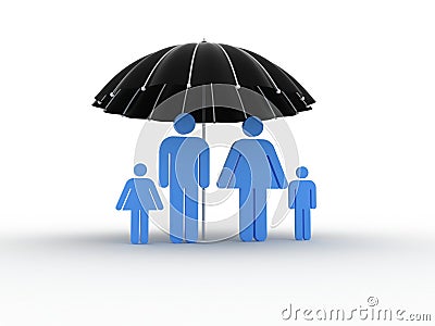 family under umbrella Stock Photo