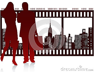 People and city Vector Illustration