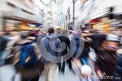People in the city with creative zoom effect Stock Photo