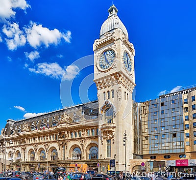 People, city views Paris. Railways Station Gare de Lyon. Editorial Stock Photo
