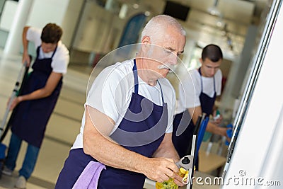 People cleaning office as job Stock Photo