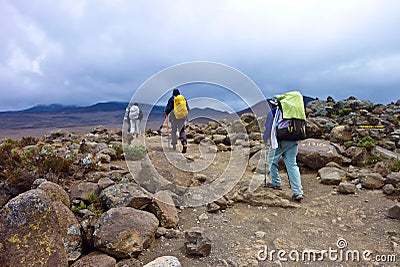 People climbing the Mount Kilimanjaro Stock Photo