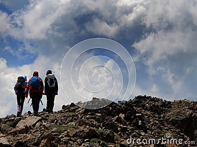 People Climbing Mountain High Altitude Treking Climb Hike Summit Editorial Stock Photo