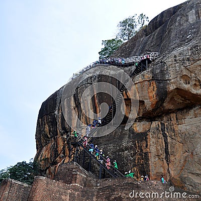 People climbing the Sigiriya rock Sri Lanka Editorial Stock Photo