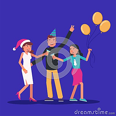 People clinking glasses flat illustration Vector Illustration