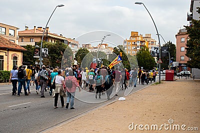 People closing the streets because of the result of the sentence of 2017 Catalan independence referendum Editorial Stock Photo