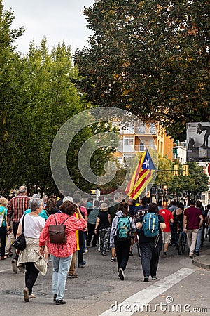 People closing the streets because of the result of the sentence of 2017 Catalan independence referendum Editorial Stock Photo