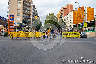 People closing the streets because of the result of the sentence of 2017 Catalan independence referendum Editorial Stock Photo