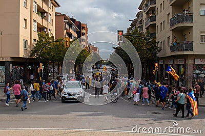 People closing the streets because of the result of the sentence of 2017 Catalan independence referendum Editorial Stock Photo