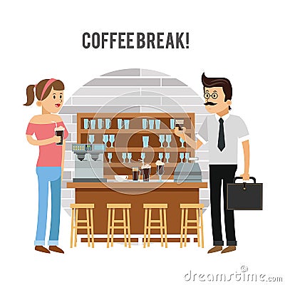 People coffee break shop icon.Vector graphic Vector Illustration