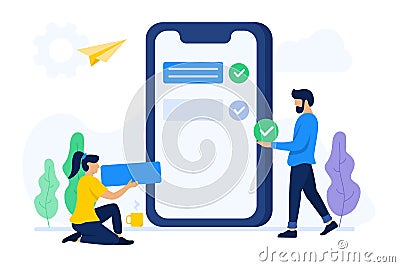 People collaborate to make mobile application Stock Photo