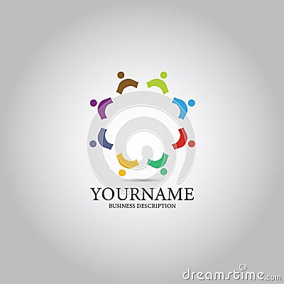 People Colored Template Logo Vector Illustration