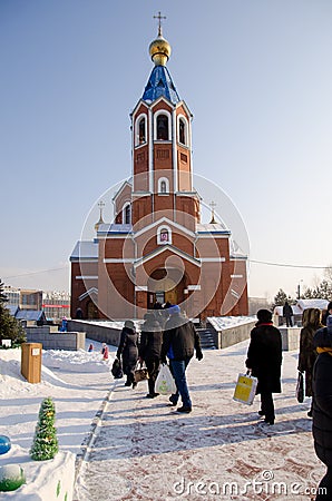 People come to the cathedral for blessed water Editorial Stock Photo