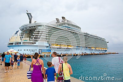 Cruise Passengers Coming and Going to Cruise Ship Editorial Stock Photo