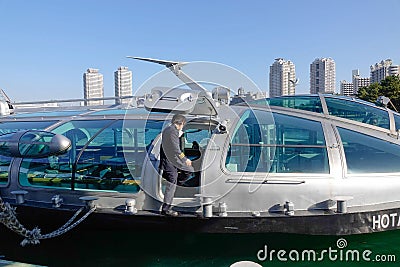 People coming to cruise boat at Odaiba Seaside Park in Tokyo, Japan Editorial Stock Photo