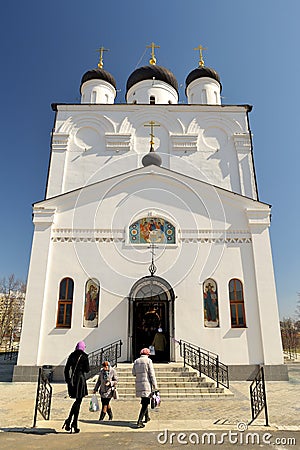 People coming to Spaso-Uspensky monastery, Orel, Russia Editorial Stock Photo