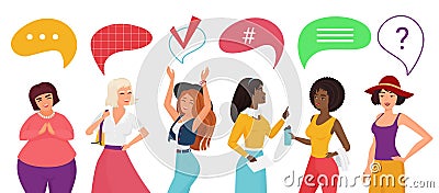 People communicate with chat message bubble above head, bubbling speech communication Vector Illustration