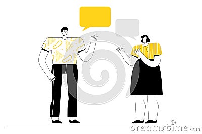 People communicate. A man and a woman are talking to each other. Social ties and friendship concept Vector Illustration