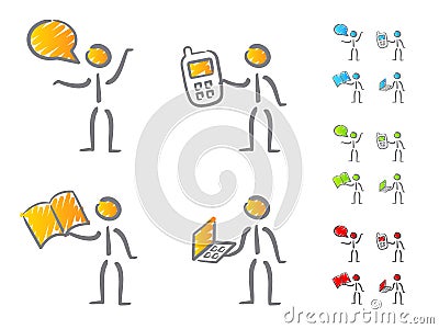 People communication icons scribble Vector Illustration