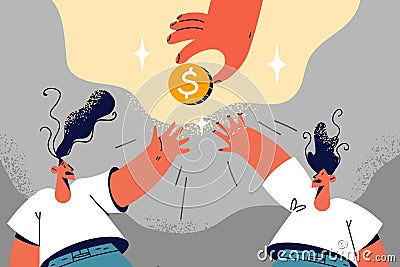 People compete for golden coin Vector Illustration