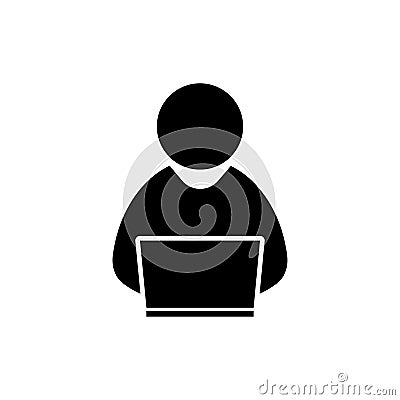 People with computer, person with laptop icon. One of set web icons Vector Illustration