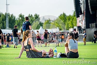 People in a concert at Download heavy metal music festival Editorial Stock Photo