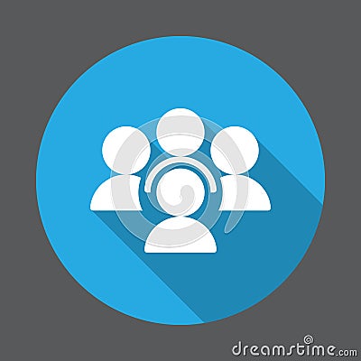 People, conference flat icon. Round colorful button, circular vector sign with long shadow effect. Vector Illustration