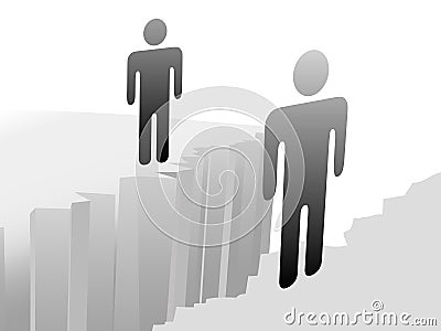 People connect across gap separation problem Vector Illustration