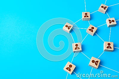 People connected in a communication network. joint participation and interaction in the group. Cooperation and globalization Stock Photo