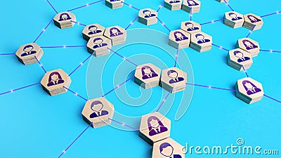 People connected in a global network. Cooperation and globalization, contributions to projects. Society. Globalization. Improving Stock Photo