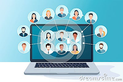 People connecting together, learning or meeting online with teleconference, video conference remote working concept. AI Generative Stock Photo