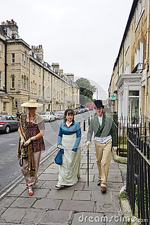 People costumed in the streets of Bath for the Jane Austen festival Editorial Stock Photo
