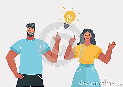 People couple have an idea. Vector Illustration