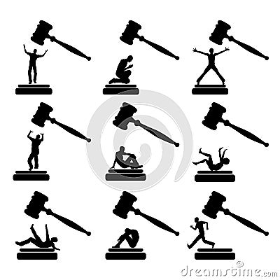 People in Court Vector Illustration