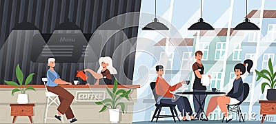 People in cozy cafe Stock Photo