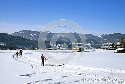 Cross country skiing oberstdorf Stock Photo