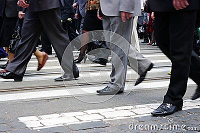 People crossing in a city Stock Photo