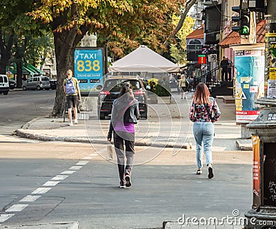 People crossing the road Editorial Stock Photo