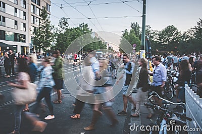 People crossing street , blur / city traffic Editorial Stock Photo