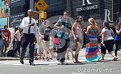 People Crossing the Street in New York City Editorial Stock Photo