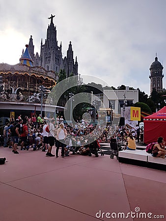 People croud in a Magic show from spain Barcelona Editorial Stock Photo