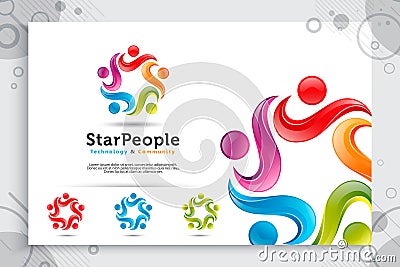 abstract illustration star people crowd vector logo with colorful and modern style concept as a symbol icon Vector Illustration