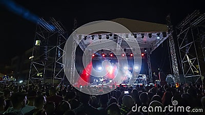 People Crowd on Electronic Dance Music Festival Stock Photo