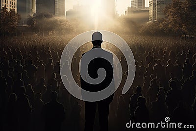 People and crowd manipulation concept. Generative AI Cartoon Illustration