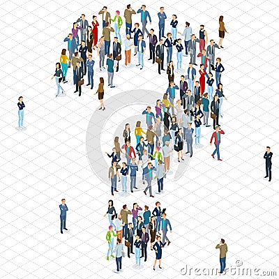People crowd question mark vector template. Vector Illustration