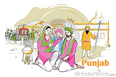 People and Culture of Punjab, India Vector Illustration