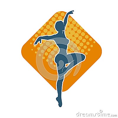 Silhouette of a female ballet dancer in action pose. Vector Illustration