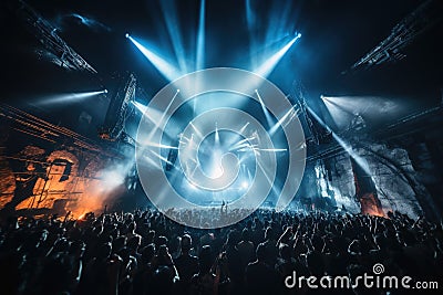 People dancing in a club on a techno party Stock Photo