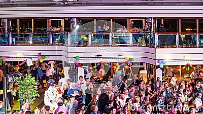 People on dancing party on deck of cruise liner Editorial Stock Photo